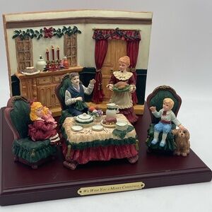 VTG 7pc Hand Painted Resin Night Before Christmas Victorian Family Dinner Scene